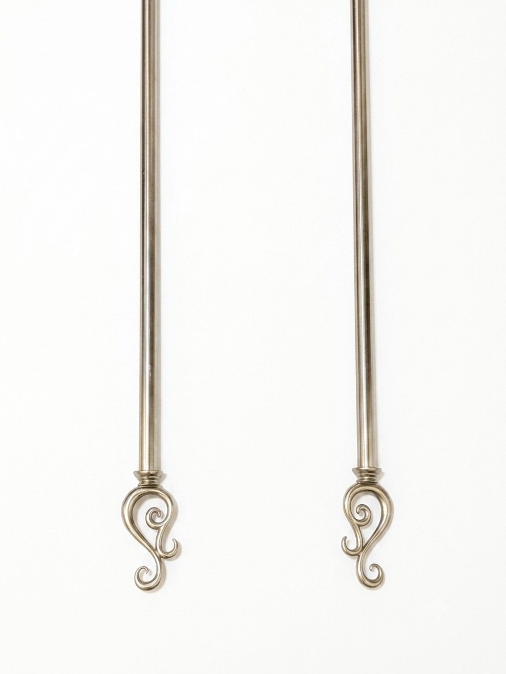 3.5ft Curtain Rod - Decorative Hook in Silver Finish (PAIR)
